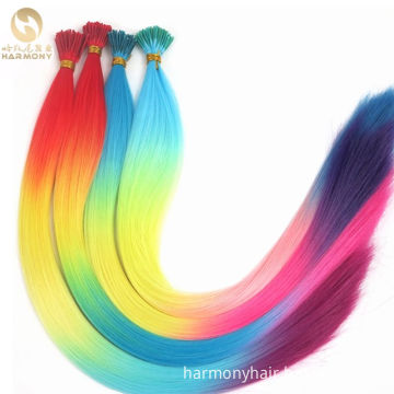 XUCHANG HARMONY 22inch 1.0grams 4-tone ombre rainbow color salon training keratin bond synthetic stick tip hair extensions